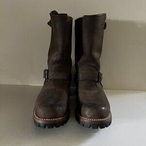Womens Brown Leather Vibram Motorcycle boots